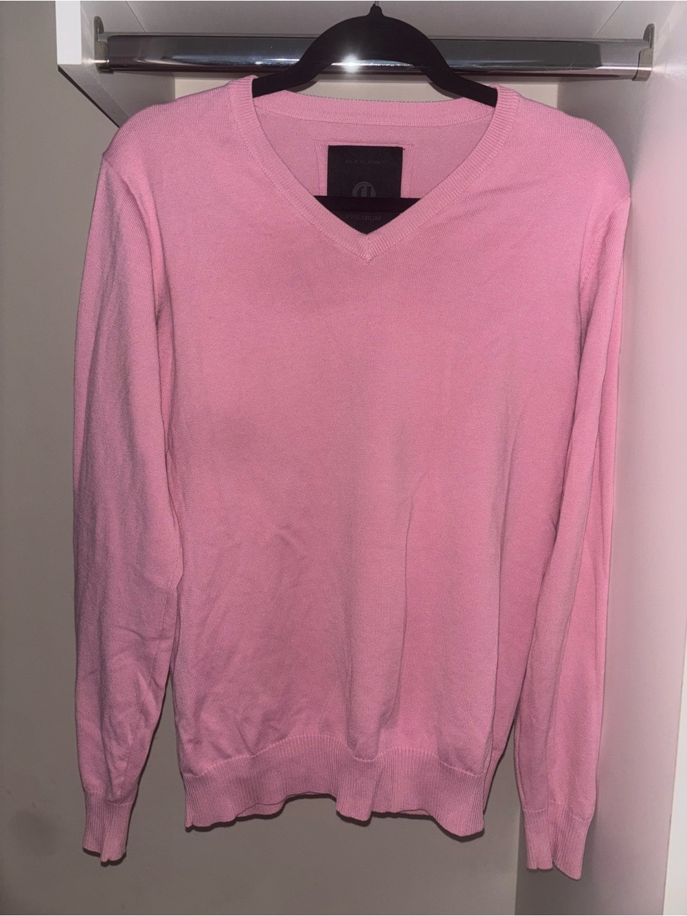Jack & Jones Men's V-Neck Sweater in Pink